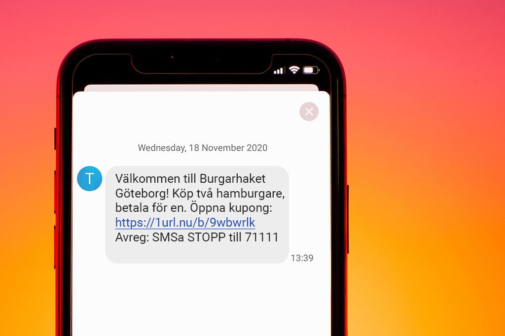 Text message on a mobile phone