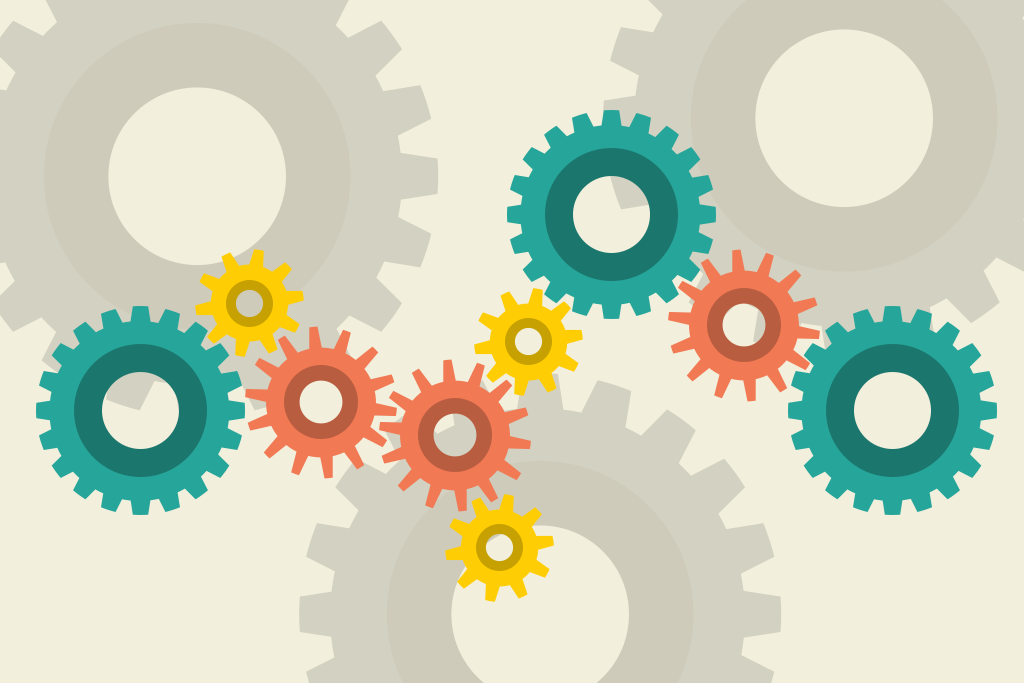 Cogs in different colors